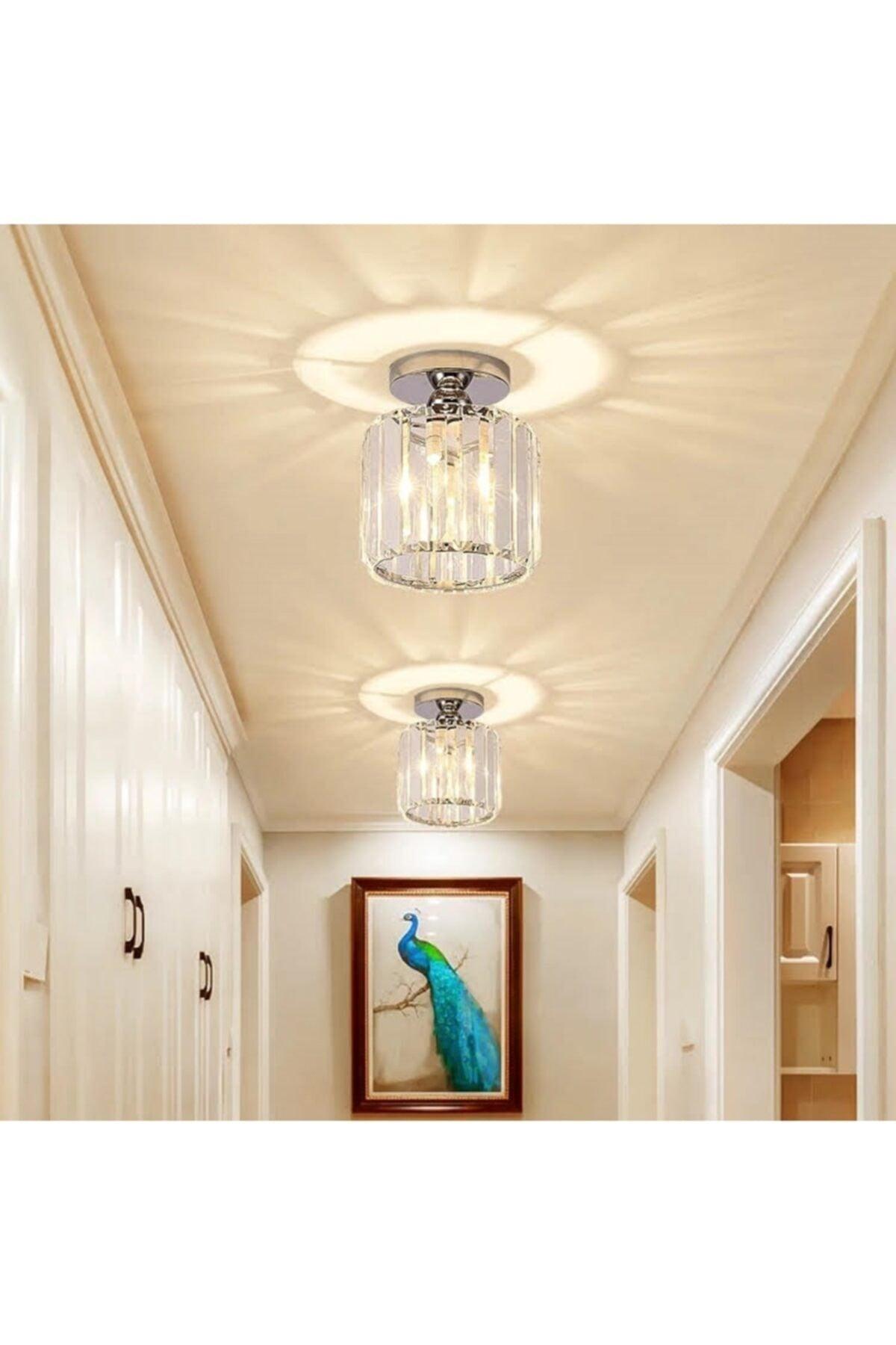 Modern Luxury Plafonier Ceiling Crystal Stone Chandelier Chrome Hall Hallway Chandelier Large Size - Swordslife