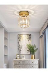 Modern Luxury Plafonyer Crystal Stone Chandelier Gold Yellow Hall Hallway Chandelier - Swordslife