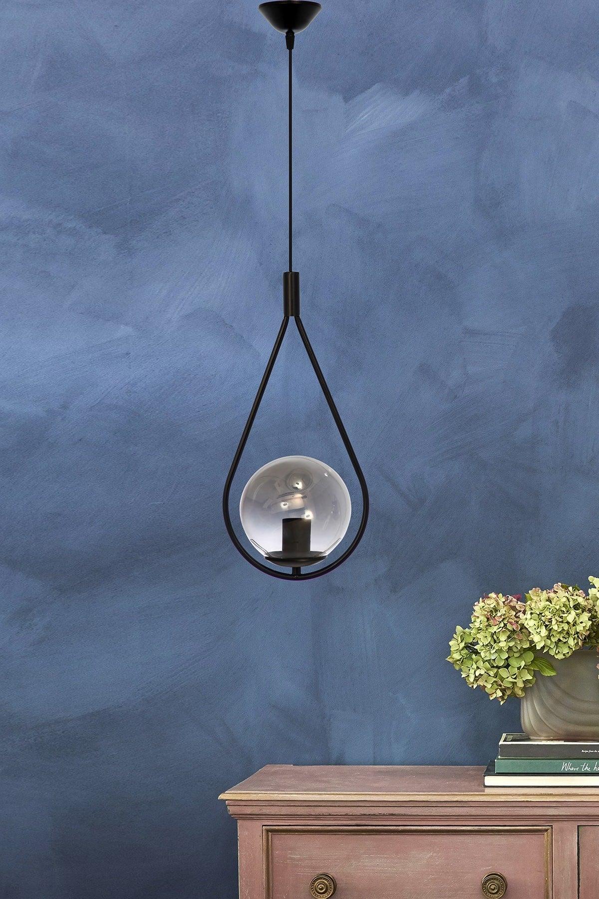 Modern Mono Single Smoked Glass Black Chandelier - Swordslife