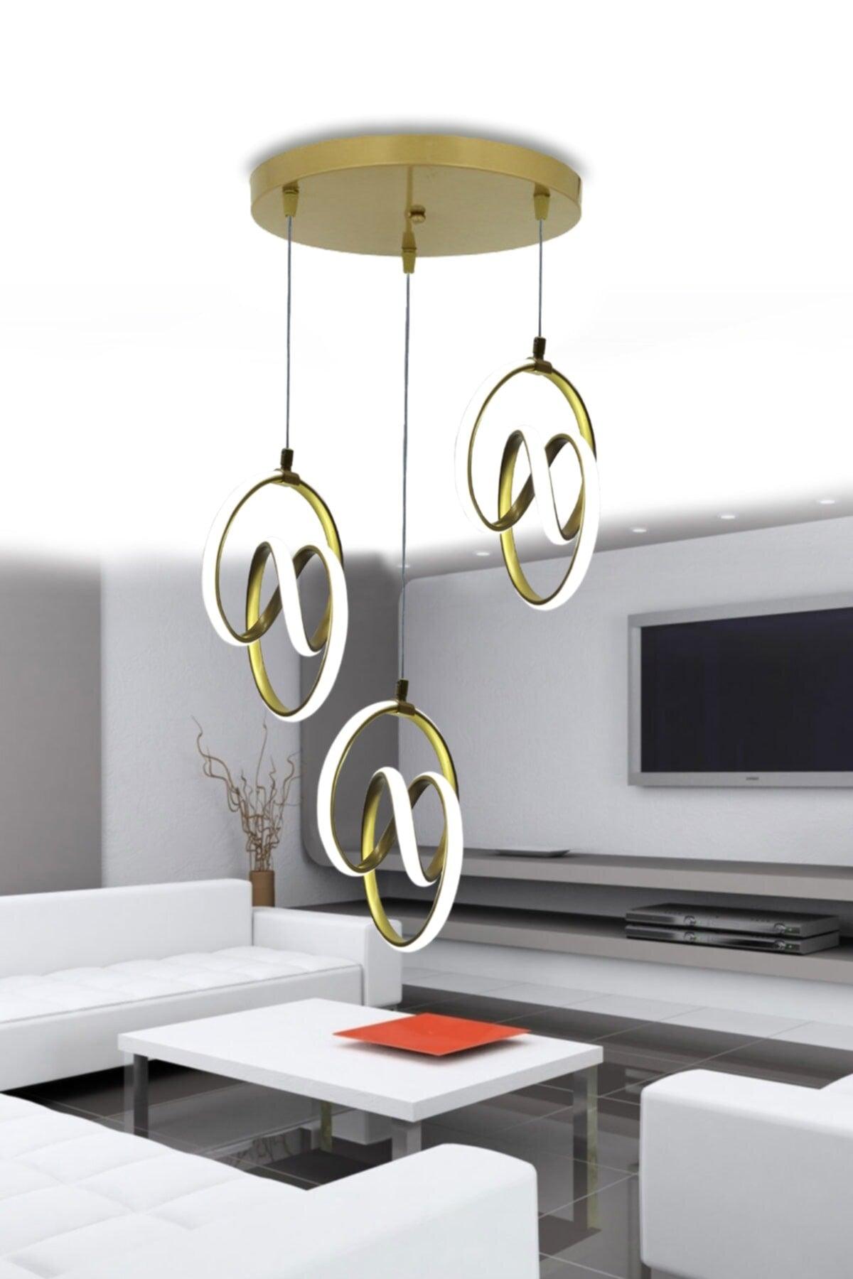 Modern Pendant Lamp 3 Piece Gold Case White Light Led Chandelier 1 Year Warranty Signature Led Chandelier - Swordslife