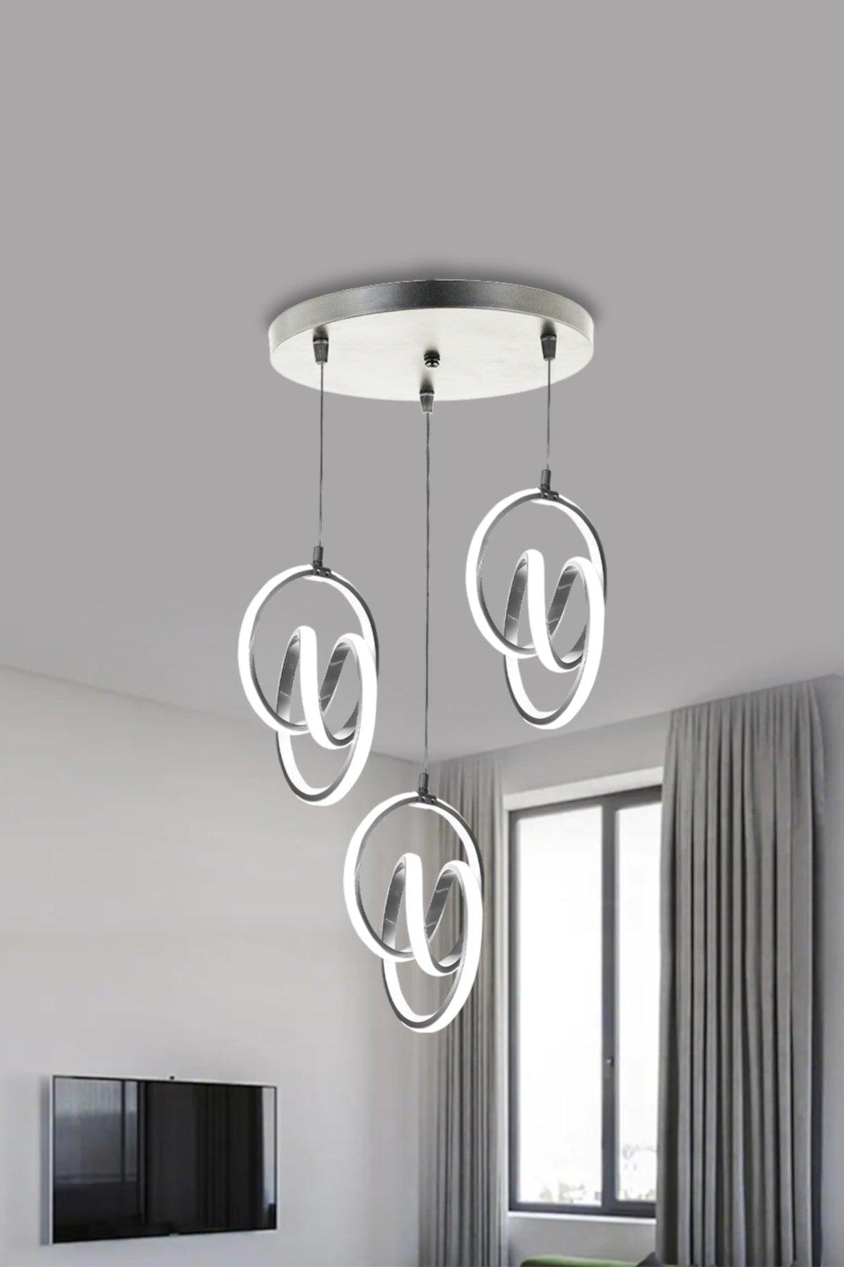 Modern Pendant Lamp 3 Piece Silver Case White Light Led Chandelier 1 Year Warranty Signature Led Chandelier - Swordslife