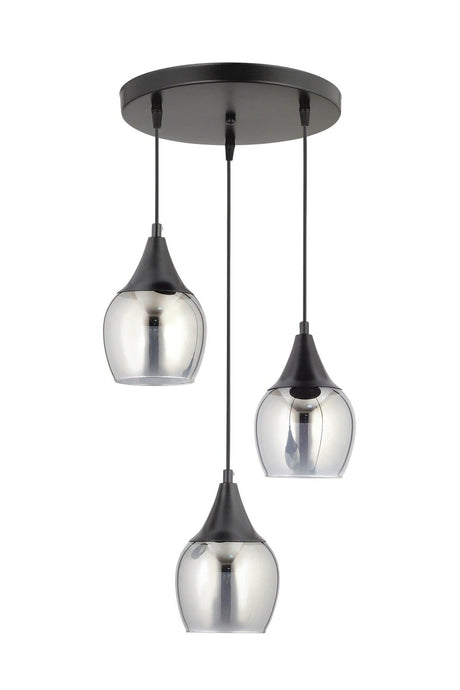 Sante 3-Piece Black Smoked Glass Modern Pendant Lamp