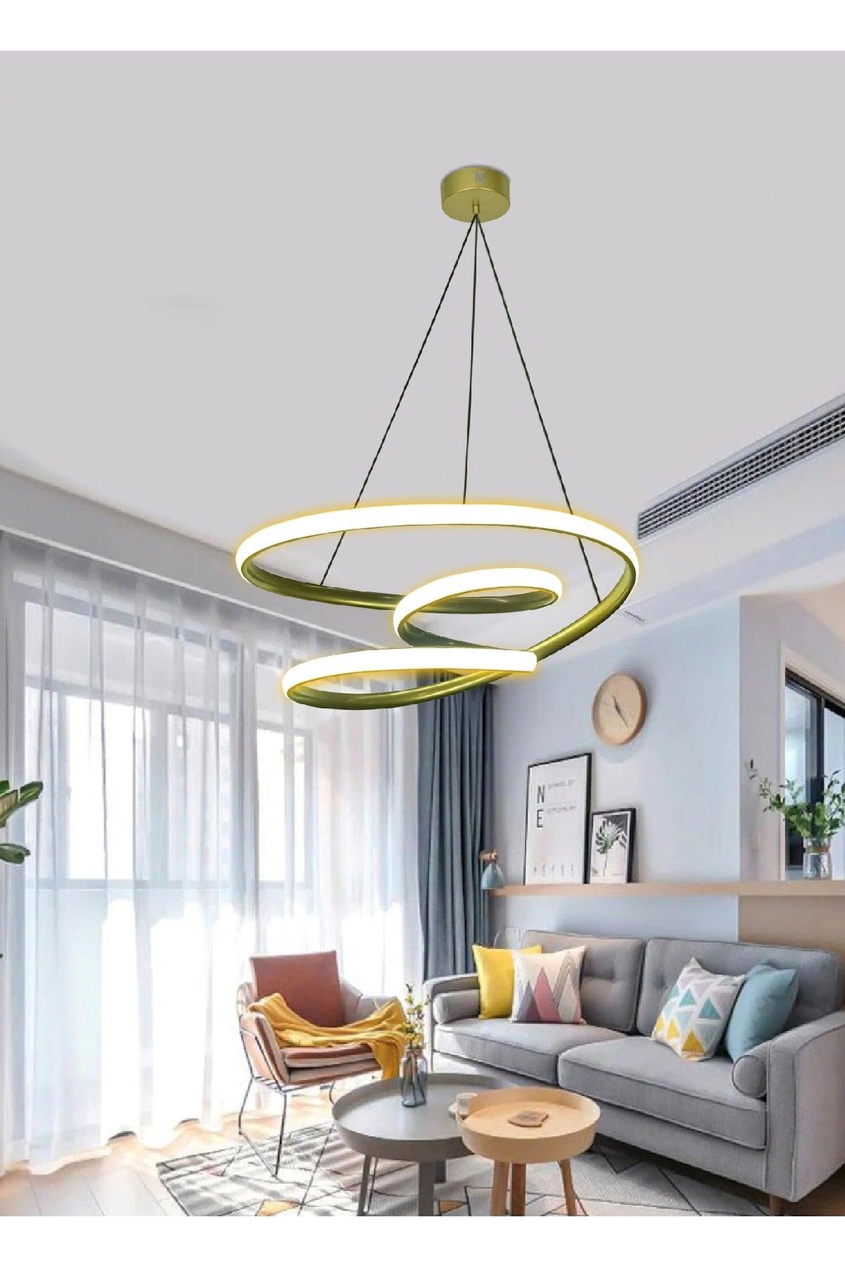 Modern Pendant Lamp Saturn Led Chandelier Gold Case Daylight - Swordslife