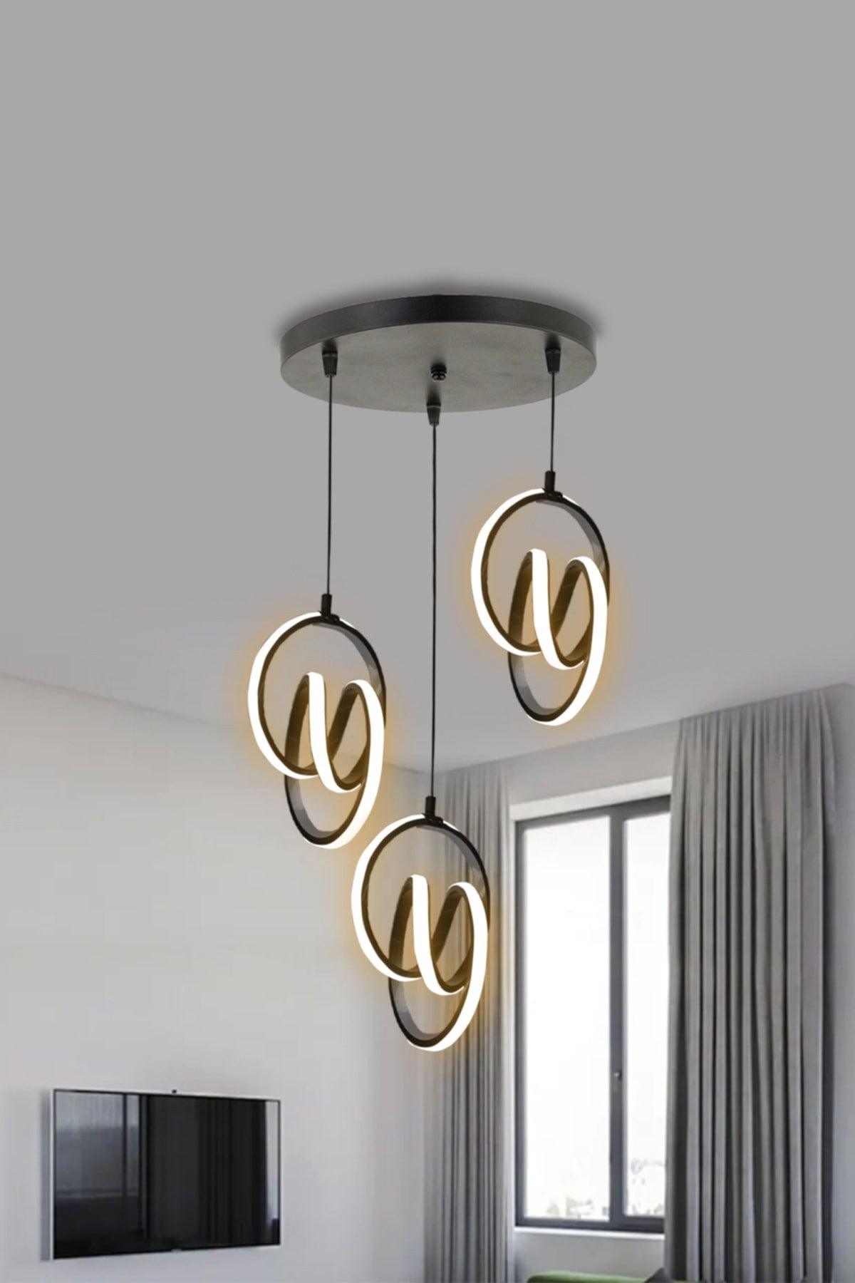 Modern Pendant Lamp 3 Piece Black Case Day Light Led Chandelier 1 Year Warranty Signature Led Chandelier - Swordslife