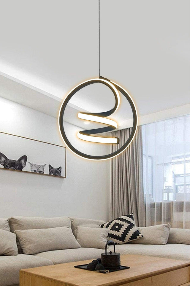 Modern Pendant Lamp Led Chandelier Black Case Day Light