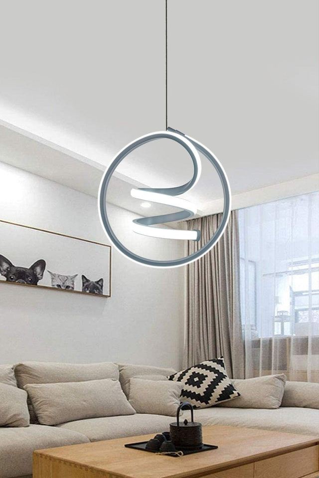 Modern Pendant Lamp Led Chandelier Silver Gray Case White Light - Swordslife