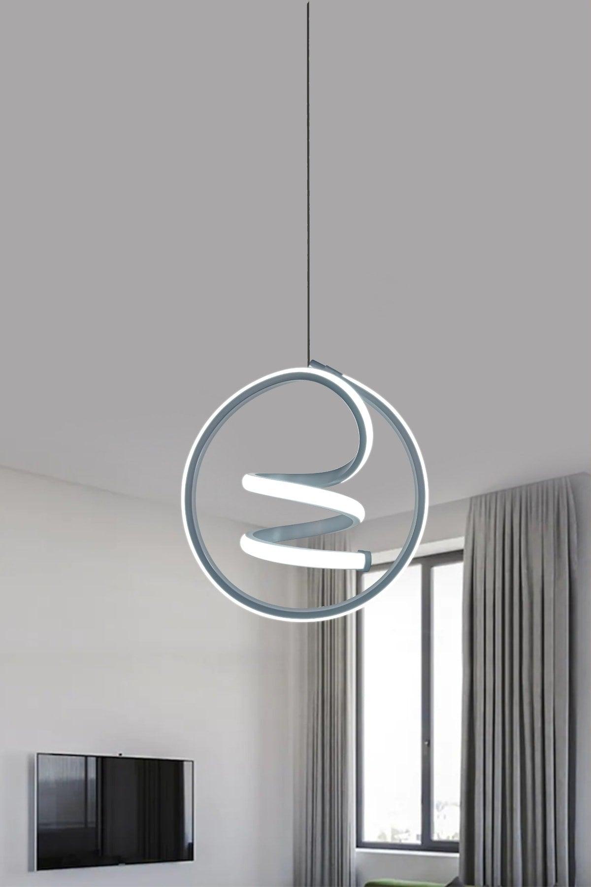 Modern Pendant Lamp Led Chandelier Silver Gray Case White Light - Swordslife