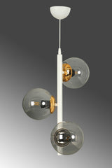 Modern White 3 Smoked Globe Glass Chandelier - Swordslife