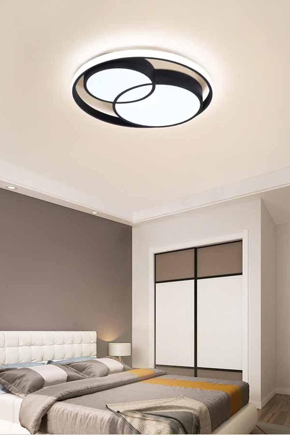 Moderne Doppel Runde Modell Plafonyer Led Kronleuchter Deckenmodell 3 Farbe Kronleuchter Wohnzimmer Led Lampe betrieben - Swordslife