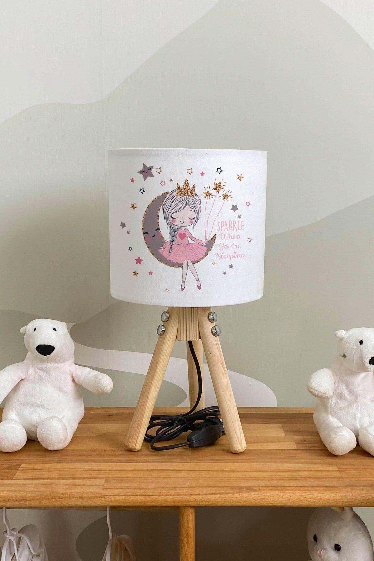 Moon Girl White Kids Room Lampshade - Swordslife