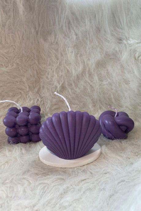 Purple Vanilla Scented Bubble Oyster Decorative Candle 3 Pcs - Swordslife
