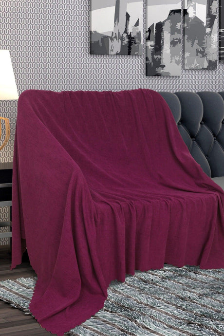 Plum Color Non-Slip Double Sided Sofa Bed Seat Cover Shawl - Swordslife