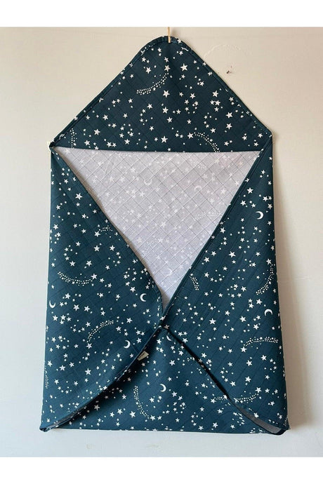 Muslin Baby Swaddle & Bathrobe Oeko-tex Certified 75x75cm Navy Blue Star Pattern 100% Cotton - Swordslife