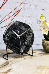 Muyika Diverso Marble Black Tones Decorative Table Clock18x23cm With Silent Mechanism - Swordslife