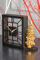 Muyika Kar Gold Silent Mechanism Polyester Trinket Metal Table Clock 25 X 21 Cm Pine Wood Mms-pob - Swordslife