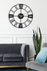 Muyika New Roma Metal Black Silent Mechanism Wall Clock 50x50cm Mds-50 - Swordslife