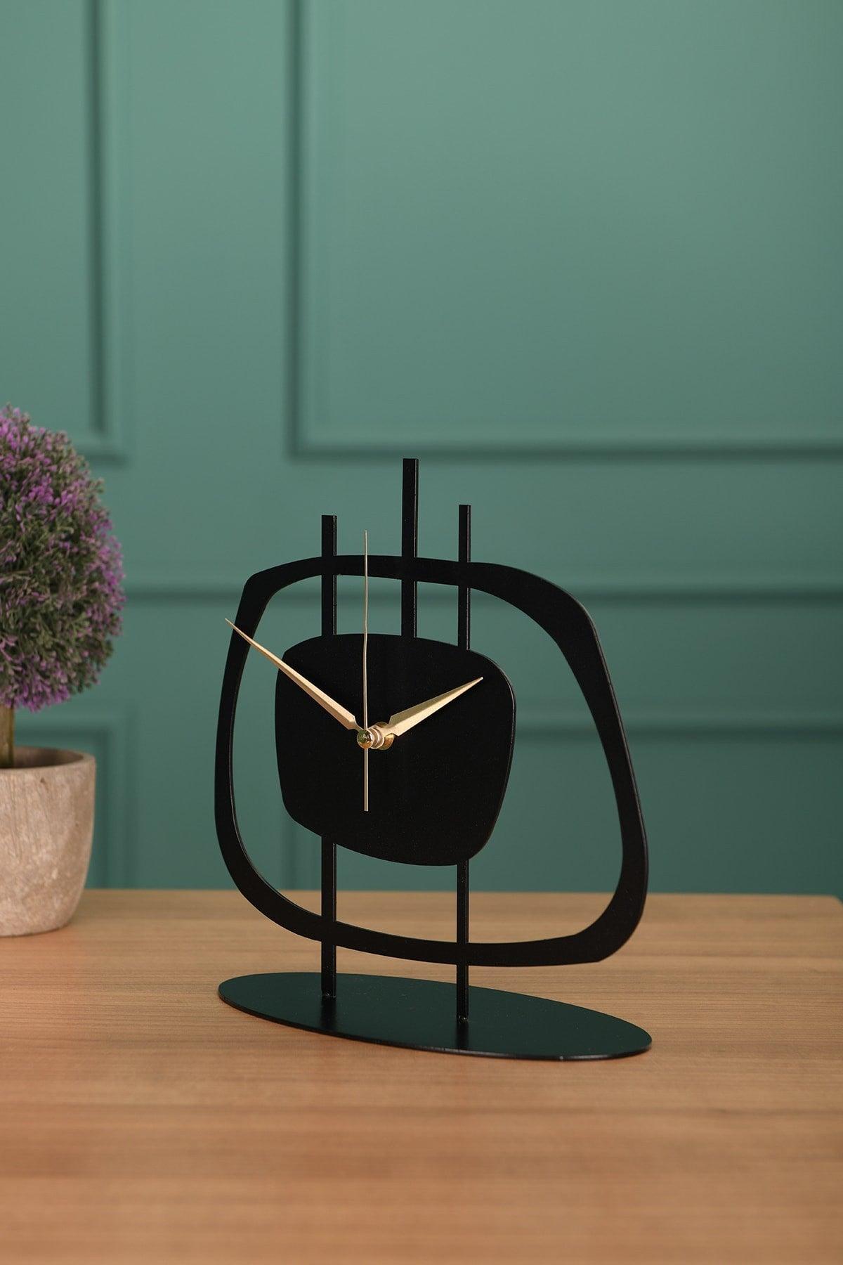 Muyika Pietra Metal Black Table Top Clock 21x23cm Mms-m - Swordslife