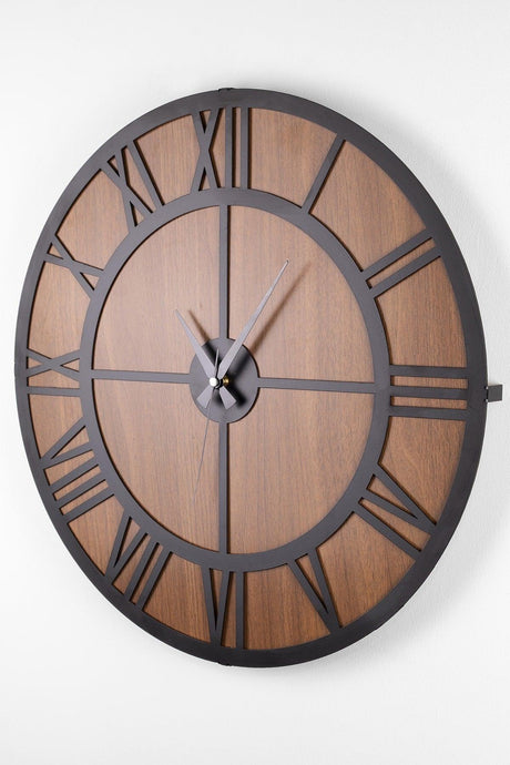 Muyika Roma Wooden Back Metal Black Silent Mechanism 41x41cm Wall Clock Ads-41 - Swordslife