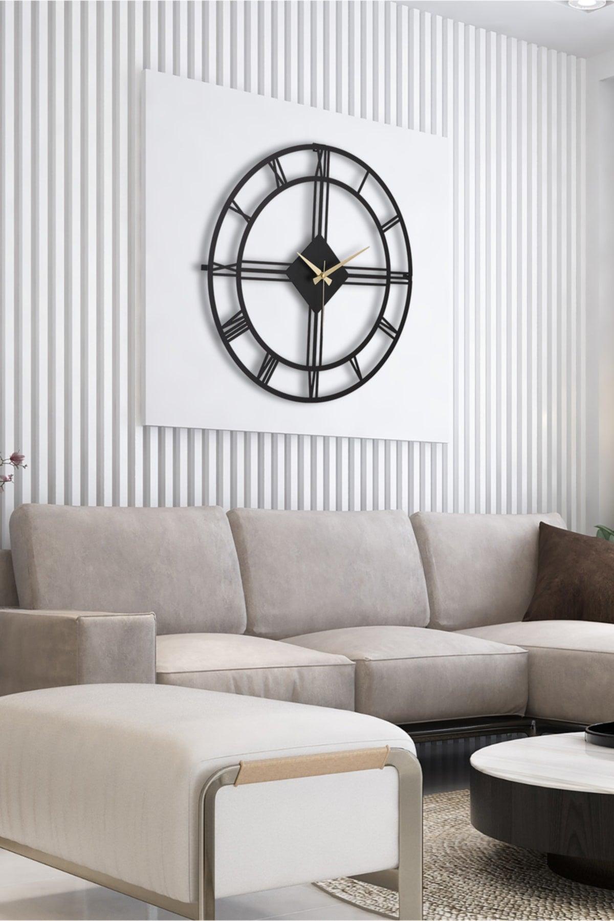 Muyika Roma Elegante Metal Black Silent Mechanism Wall Clock 50x50cm Mds-50 - Swordslife