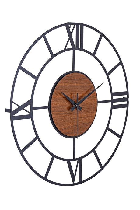 Muyika Roma Legno Metal Black Silent Mechanism Wall Clock 50x50cm Mds-50 - Swordslife