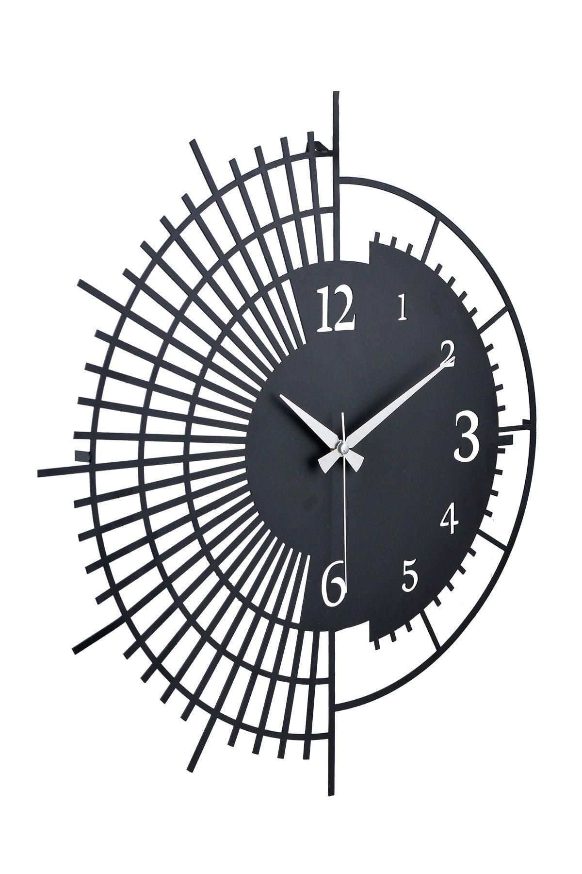 Muyika Stri Metal Black Wall Clock 50x50cm Silent Mechanism Mds-50 - Swordslife