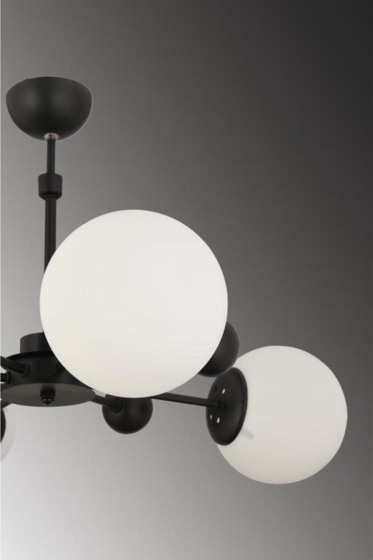 Nairobi 4-Set Black Case White Globe Glass Chandelier - Swordslife