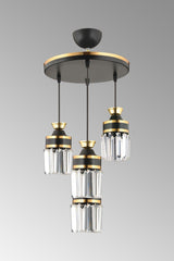 Nairobi 4-Piece Black Suspension Crystal Stone Yellow Striped Cylinder Downward Facing Luxury Chandelier - Swordslife