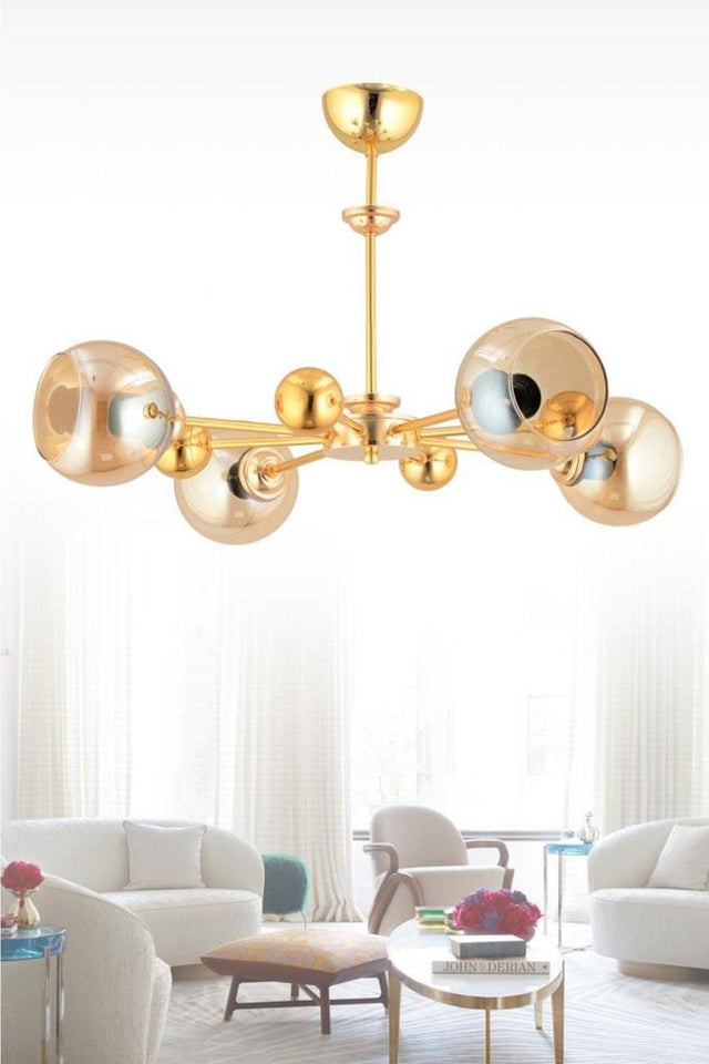 Nairobi 4 Pcs Gold Yellow Opaque Glass Chandelier - Swordslife