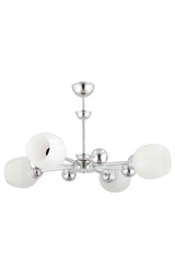 Nairobi 4 Piece Silver White Opaque Glass Chandelier - Swordslife