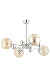 Nairobi 4 Pcs Silver Yellow Globe Glass Chandelier - Swordslife