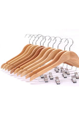 Natural Wooden Ratchet Hanger Skirt And Trouser Hanger 10 pcs - Swordslife