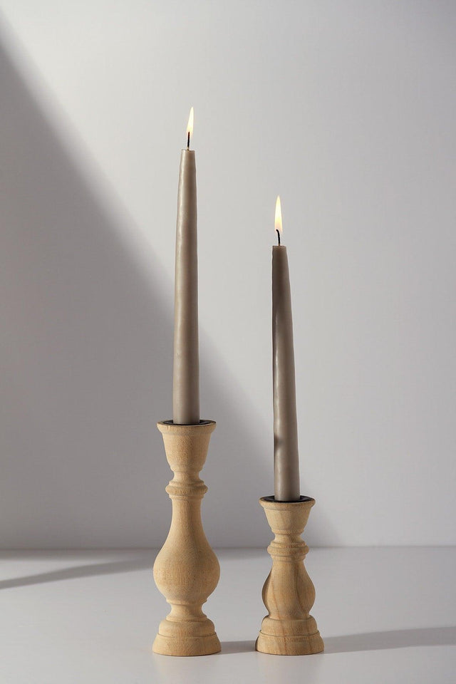 Natural Wooden Twist Set of 2 Candlesticks - Swordslife