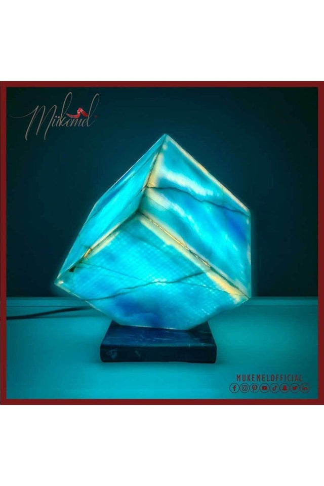 Neptune (Handmade Marble Lamp, Table Night Light, Craft Night Light, Natural Blue Marble Stone) - Swordslife