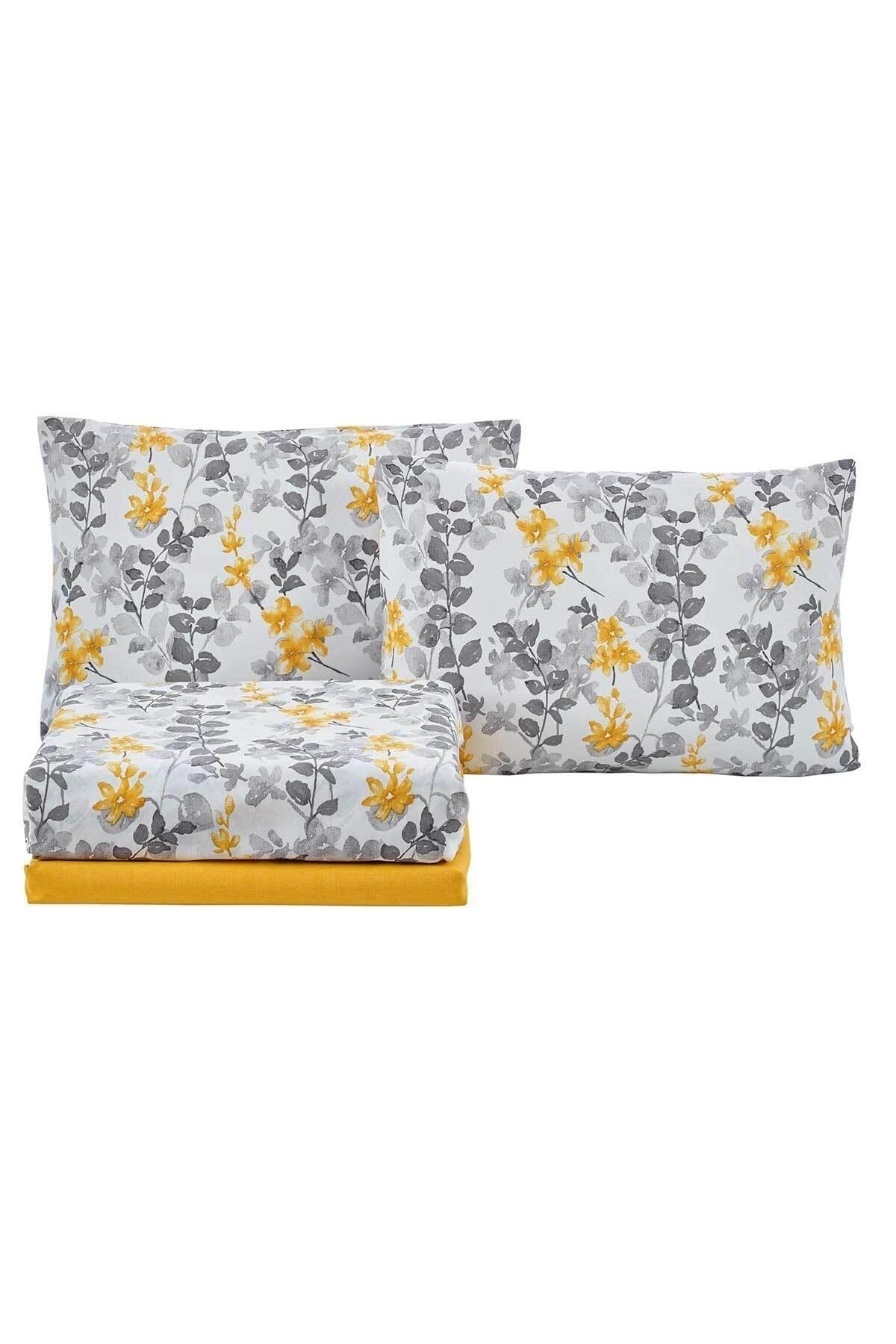 Duvet Cover Set Cotton Double 4 Piece Flores Yellow - Swordslife