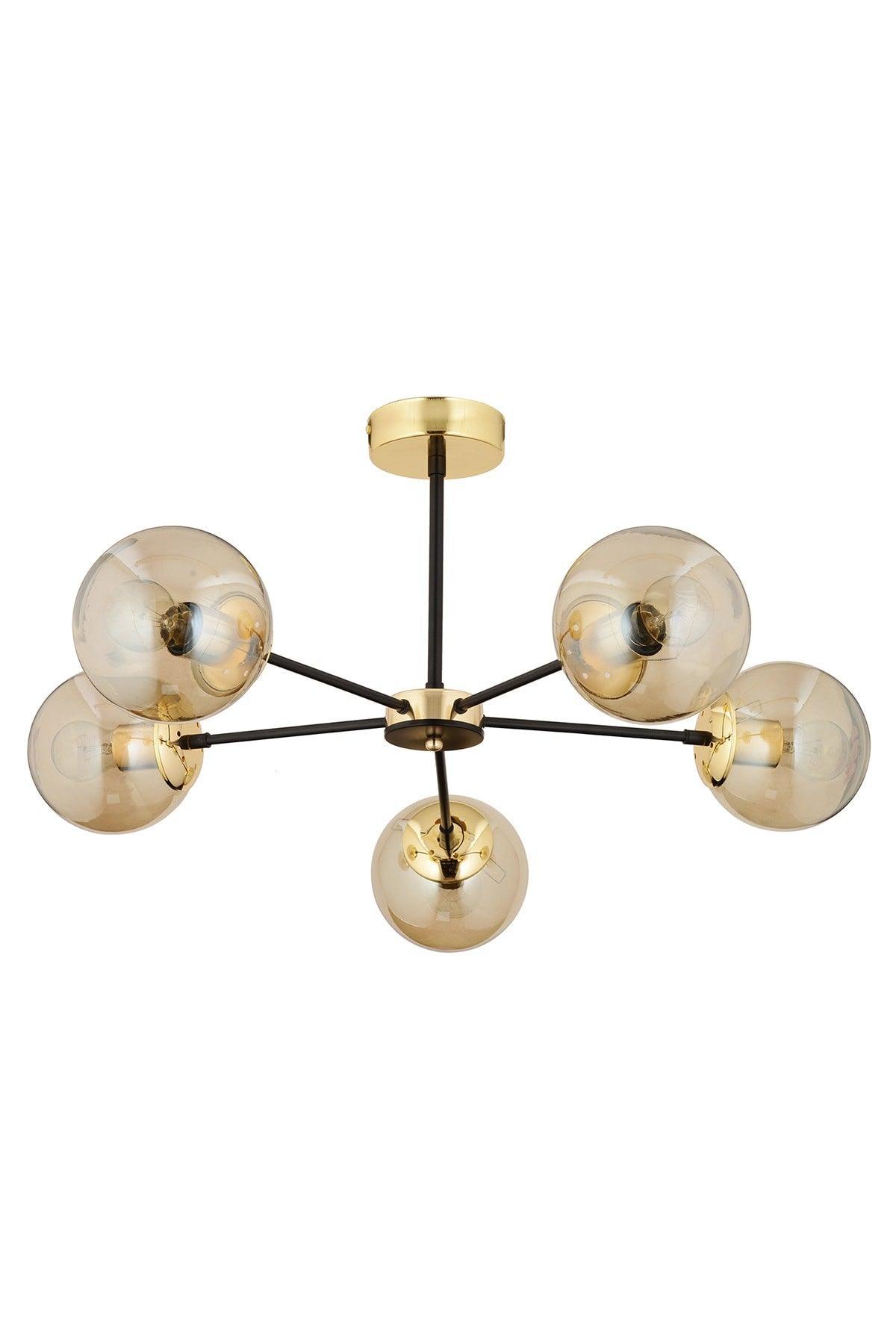 Nide 5Li Black Gold Ball verglast moderne Zimmer Schlafzimmer Retro Hall Chandeler - Swordslife