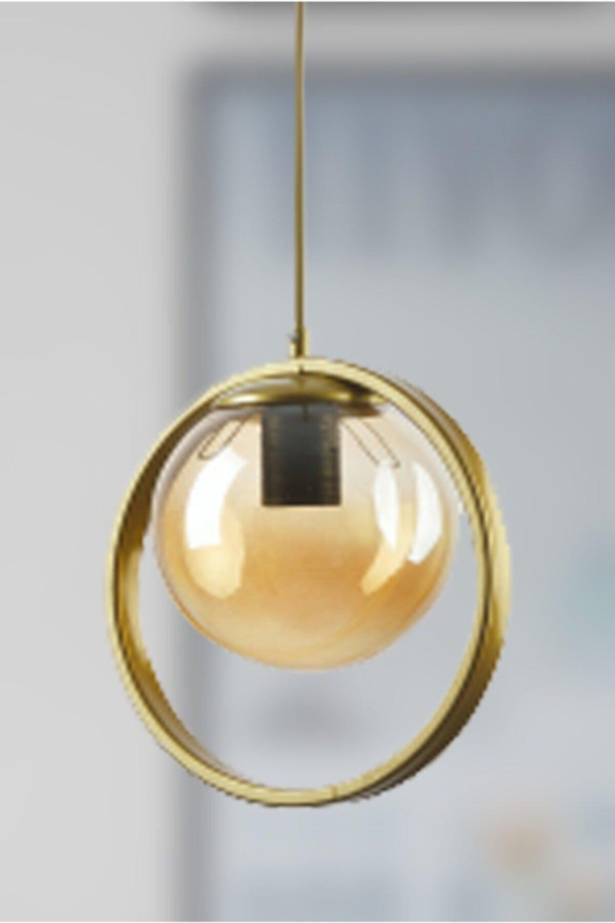 Nina Modern Metal Gold Farbe Ringed Indoor Ball Glas Sarkıt Salon - Küche - Schlafzimmer Single Kronleuchter - Swordslife