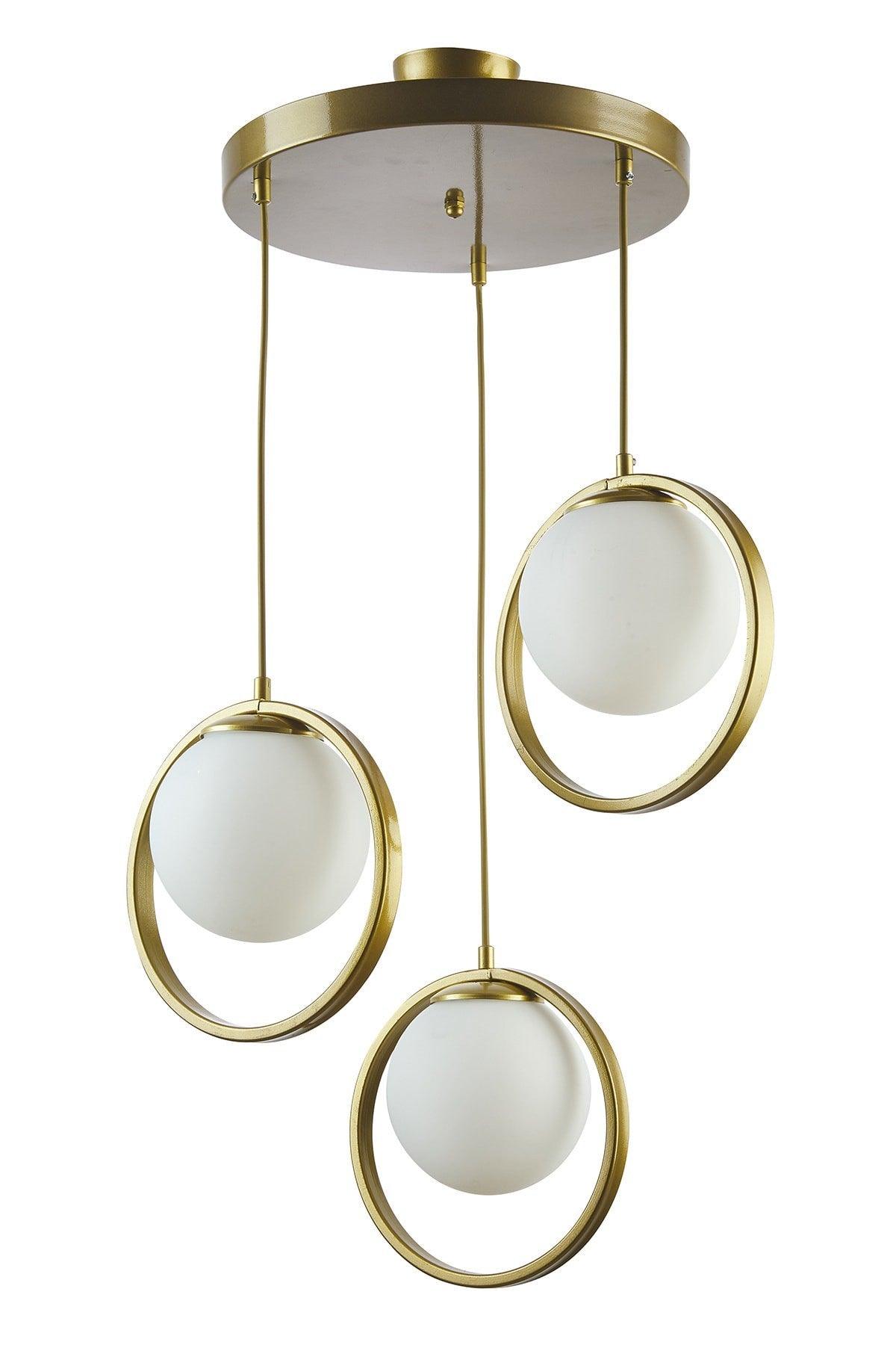 Nina Modern Metal Ring Closed Glass Triple Chandelier - Swordslife