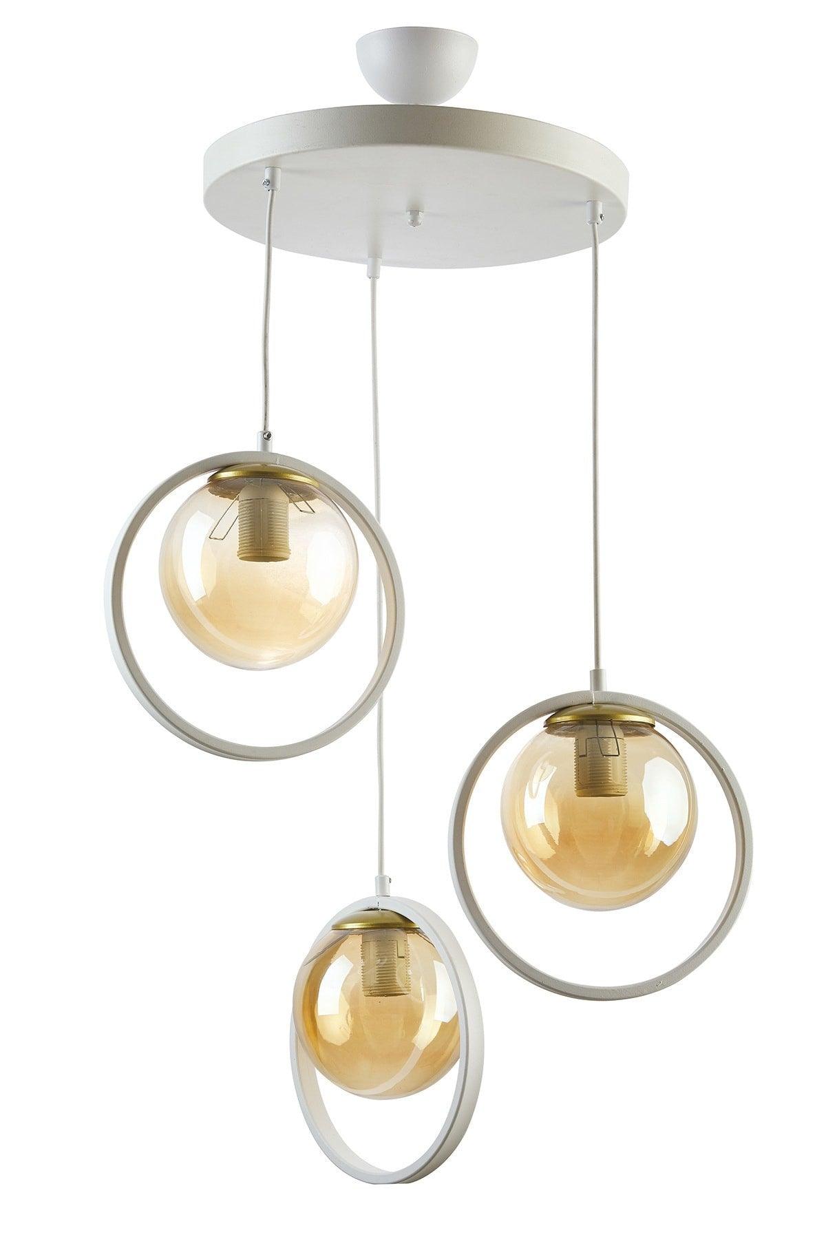 Nina Modern Metal Ring Closed Glass Triple Chandelier - Swordslife