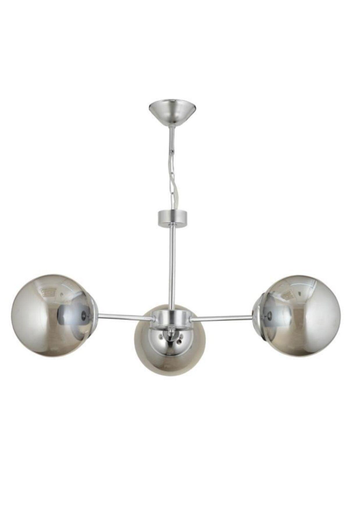 Nisa 3-Set Chrome Smoked Globe Glass Chandelier - Swordslife