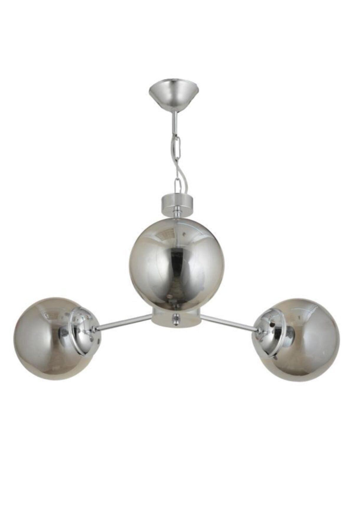 Nisa 3-Set Chrome Smoked Globe Glass Chandelier - Swordslife