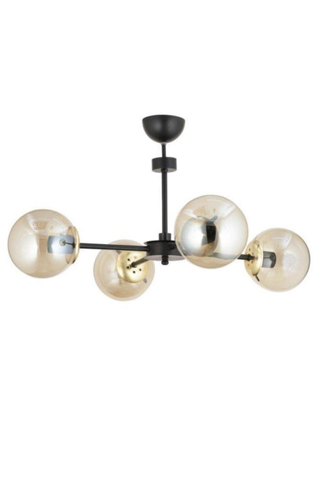 Nisa 4 Black Yellow Globe Glass Chandelier - Swordslife