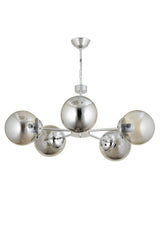 Nisa 5 Chrome Smoked Globe Glass Chandelier - Swordslife