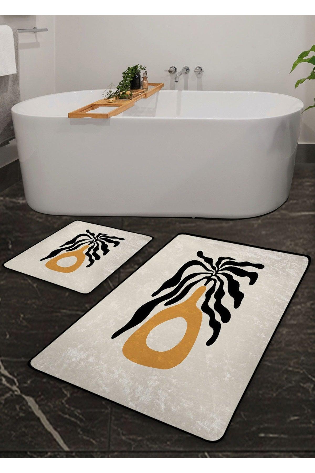 Non-Slip Base Washable 2-Set Bath Mat -