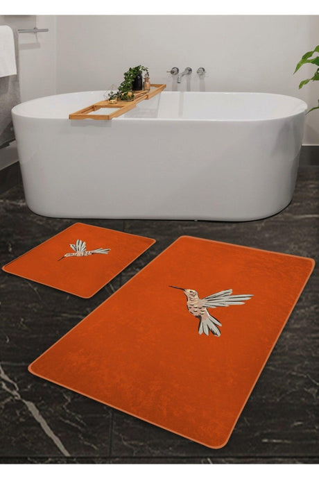 Non-Slip Base Washable Double Bath Mat - Hibiskus Bird Pattern 60*100 Cm - 50*60 Cm - Swordslife