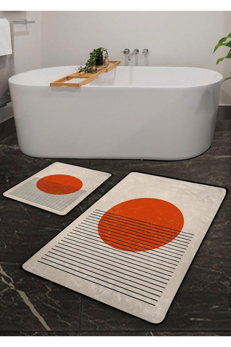 Non-Slip Base Washable Double Bath Mat - Orange Table Pattern 60*100 Cm - 50*60 Cm - Swordslife