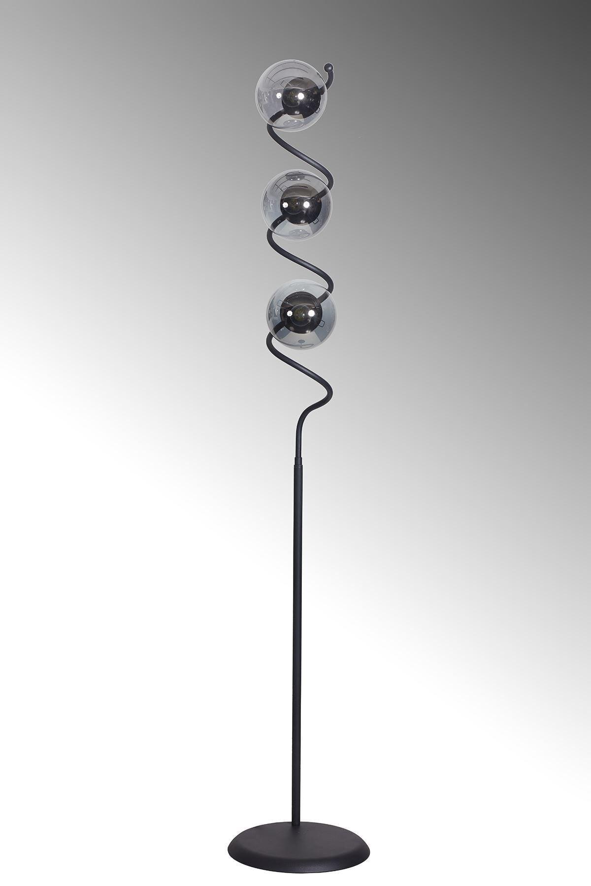 Nora Black Metal Body Smoked Glass Design Luxury Floor Lighting Floor Lamp - Swordslife