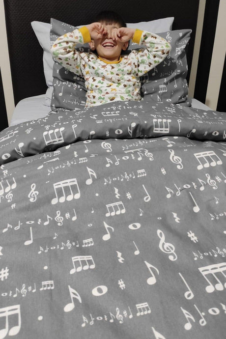 Musical Note Patterned Young Music Elastic Bed Linen Single Duvet Cover Set - Swordslife