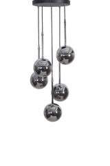 Nova 5 Li Chrome-black Metal Body Smoked Glass Design Luxury Pendant Chandelier - - Swordslife