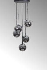 Nova 5 Li Chrome-black Metal Body Smoked Glass Design Luxury Pendant Chandelier - - Swordslife