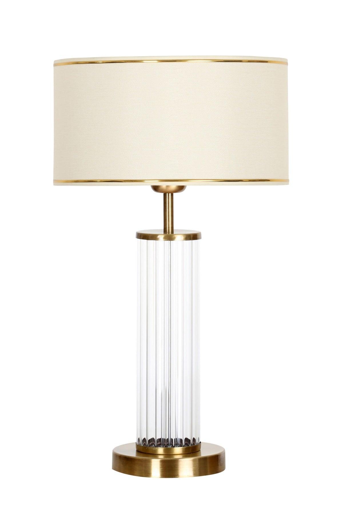 Nuuk Antique Leg Modern Special Design Glass Lampshade - Cream with Gold Stripe - Swordslife